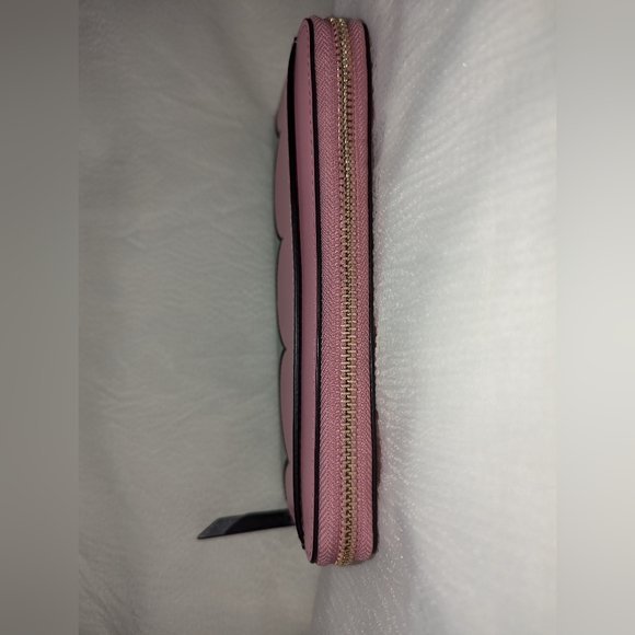 Kate Spade Intarsia Scallop Slim Continent Leather Wallet Rococo Pink Mint LNC - Picture 8 of 9